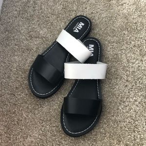 MIA shoes double strap white black leather sandals